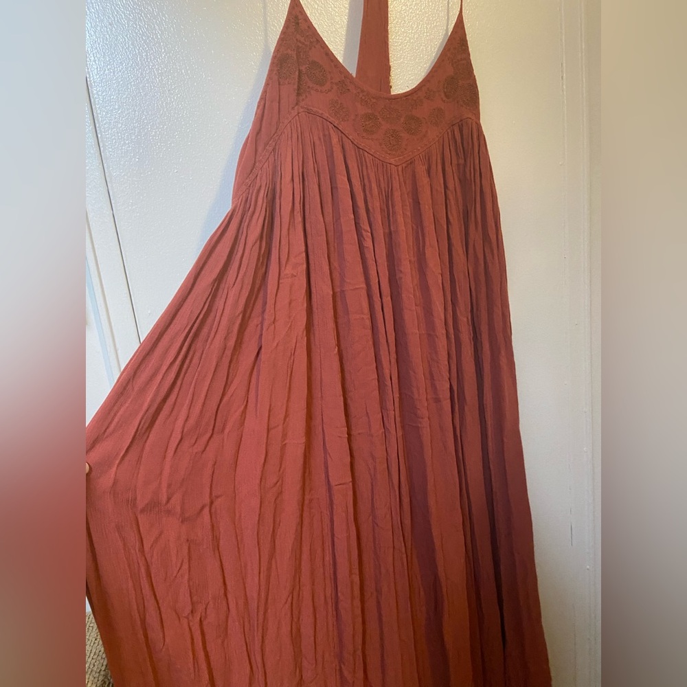 NWT Free‎ People Intimately EMBROIDERED ELAINE Red Gauzy Maxi Slip Dress XS - Picture 5 of 14
